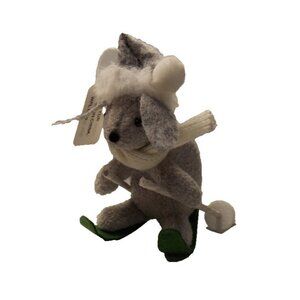 Macy's Holiday Lane Cozy Christmas Gray Skiing Mouse Ornament